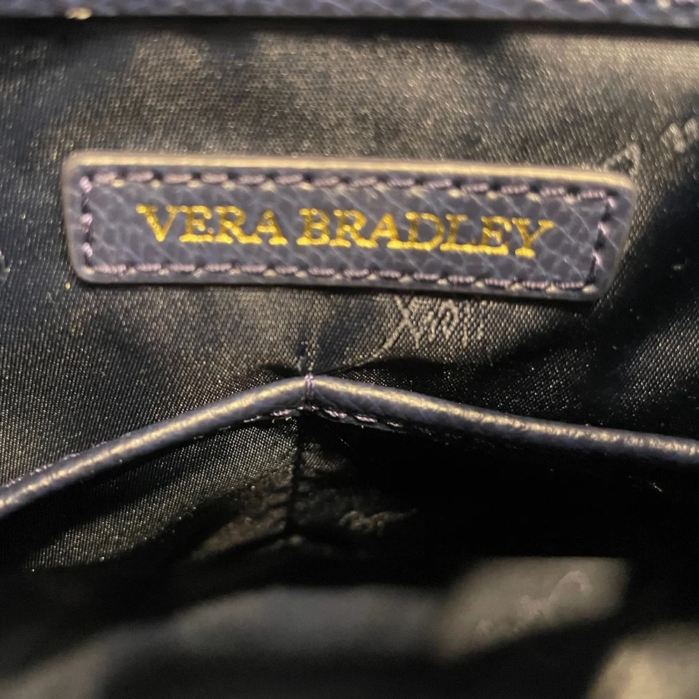 Vera Bradley Navy and White Wave Stripe Satchel - Picture 4 of 16